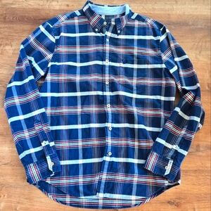 American Eagle Outfitters Orange and Blue Casual Button Down Shirt